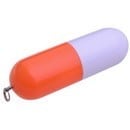 USB shaped like a pill available in memory sizes from 1GB to 32GB.