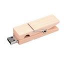 USB shaped like a clothes peg made from sustainable wood available in memory sizes from 1GB to 32GB.