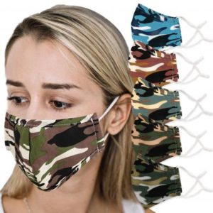 Cotton face masks with camo design for covid protection can be blank or branded with your corporate logo