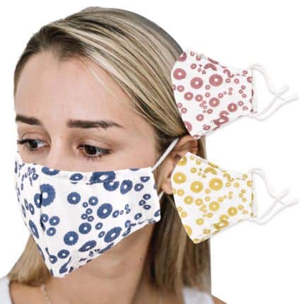 Cotton face masks with flower design for covid protection can be blank or branded with your corporate logo
