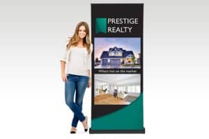 Luxury pull up banner custom printed with your artwork and logo for conferences, foyers, events, lightweight and comes in carry bag