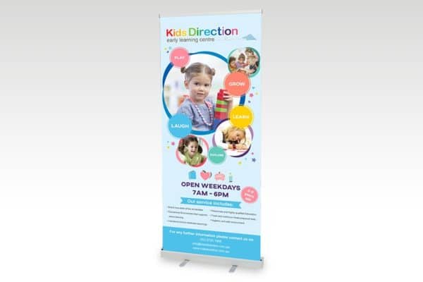 Premium pull up banner custom printed with your artwork and logo for conferences, foyers, events, lightweight and comes in carry bag